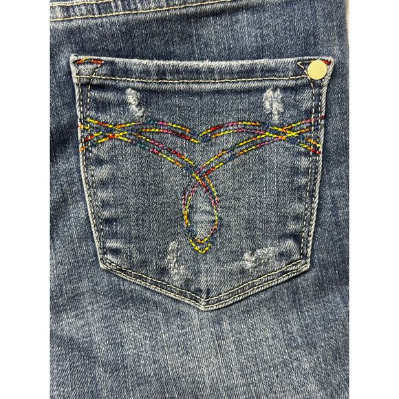 Judy Blue Women's Distressed Straight Fit Stretch Denim Jeans - Size 1 (25x25.5) - Picture 5 of 9